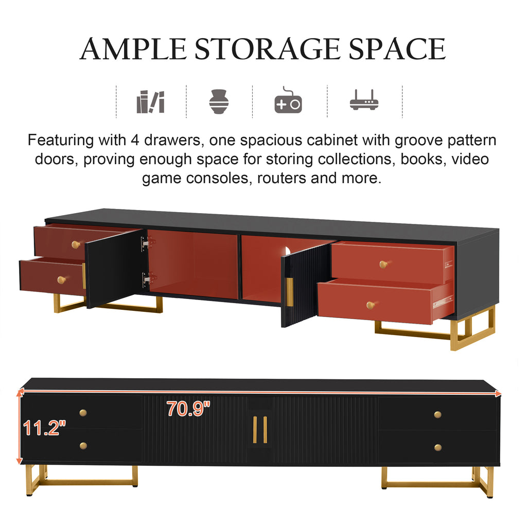 VIBE HAUS TV Stand For 65  Inch TV, Entertainment Center TV Media Console Table, Modern TV Stand With Storage, TV Console Cabinet Furniture For Living Room