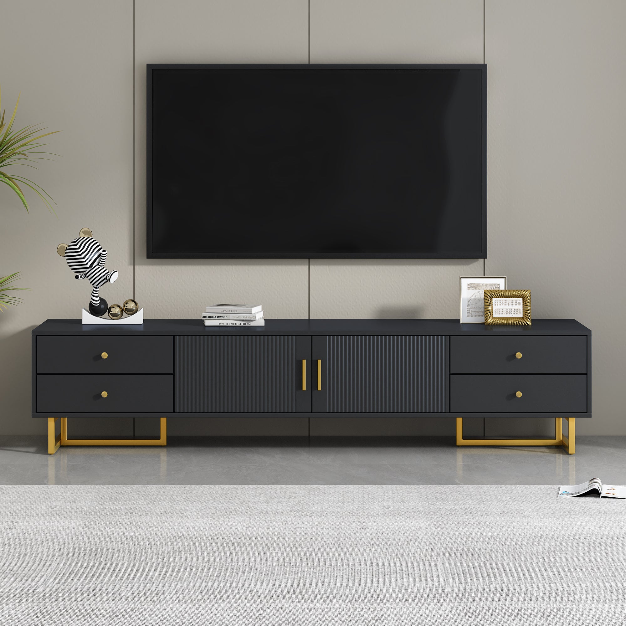 VIBE HAUS TV Stand For 65  Inch TV, Entertainment Center TV Media Console Table, Modern TV Stand With Storage, TV Console Cabinet Furniture For Living Room